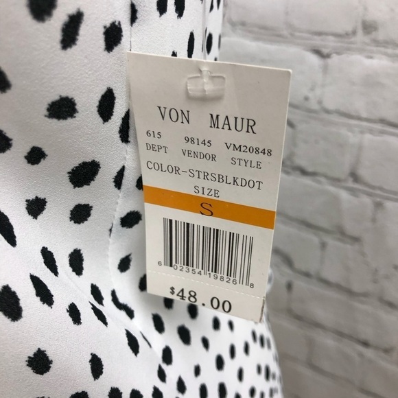 Spense Sleevless Blouse White with Black Dots Size Small Scoop Neck - Picture 4 of 9